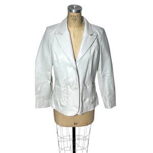 Vintage leather jacket/blazer in oyster color by Metrostyle Size 10